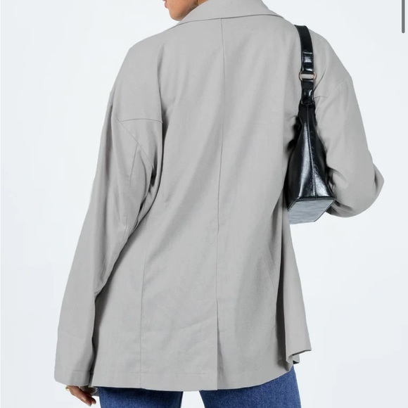 Amber Oversized Linen Blazer Grey - Picture 3 of 4